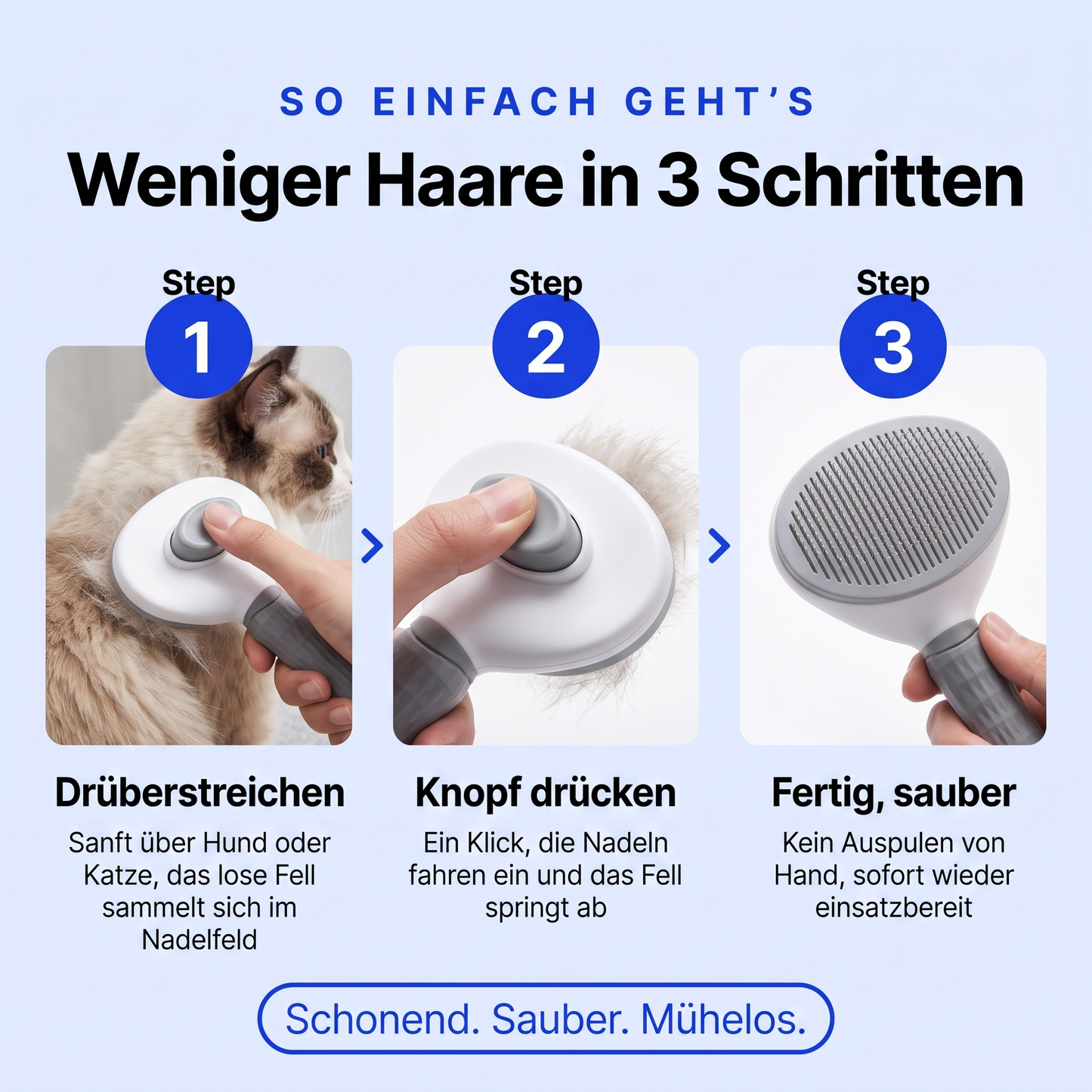 PureFur - Selbstreinigende Fellbürste